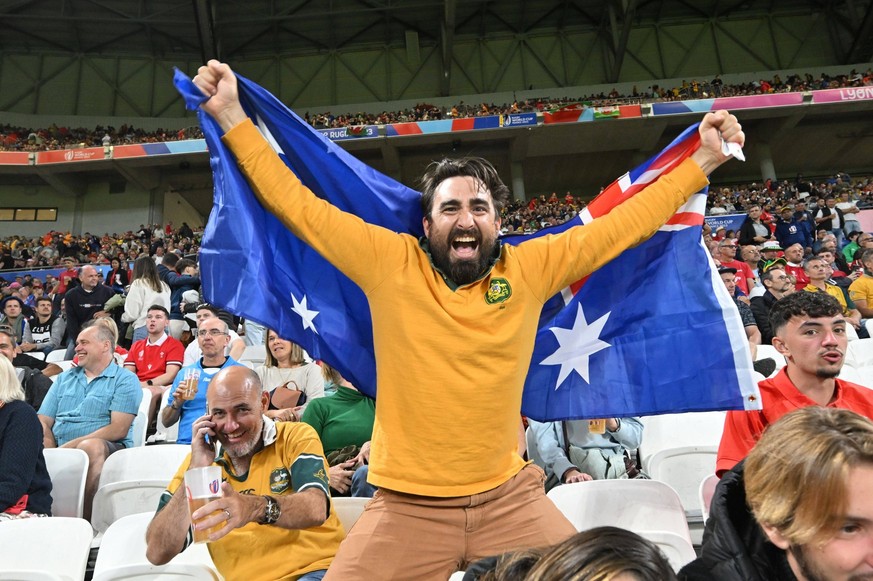 Ambinace deans les tribunes galles vs australie RUGBY : Pays de Galles vs Australie - Groupe C - Coupe du monde de Rugby France 2023 - 24/09/2023 FredericChambert/Panoramic PUBLICATIONxNOTxINxFRAxBEL