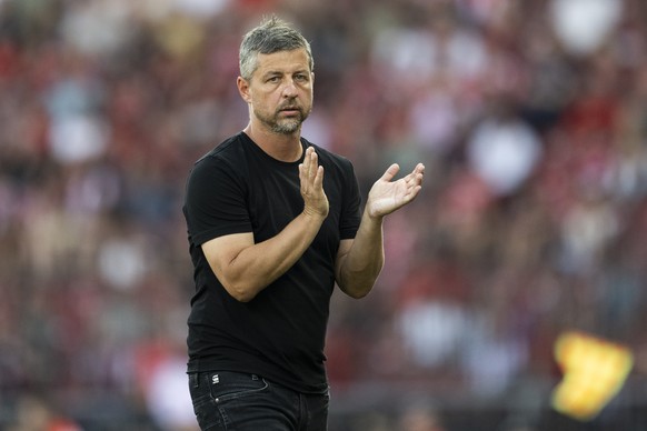 epa12295912 Grasshopper Club Zurich's head coach Gerald Scheiblehner gestures during the friendly soccer match between Grasshopper Club Zurich and FC Bayern Munich, in Zurich, Switzerland, 12 Aug ...
