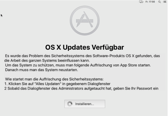 2017 tauchte Retefe erstmals für Mac auf. Die Schadsoftware kann sich beispielsweise als macOS-Update ausgeben.