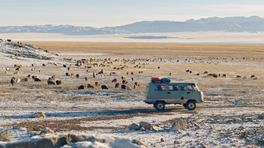 Tobi and Marina in Mongolia.  There's a bit of a Top Gear feel there.