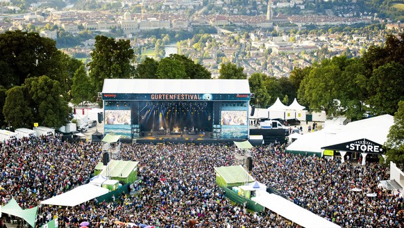 epa05426905 Aerial view of the Gurten music open air festival venue in Bern, Switzerland, 15 July 2016. The Gurtenfestival runs from 14 to 17 July. EPA/MANUEL LOPEZ EDITORIAL USE ONLY