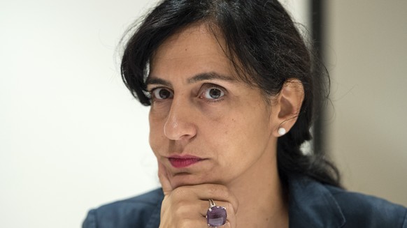 Vania Alleva, Praesidentin Unia, aeussert sich zu den Lohnforderungen der SGB-Gewerkschaften, am Mittwoch, 2. September 2015, in Bern. (KEYSTONE/Peter Schneider)