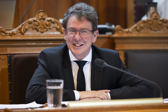 Bundesrat Albert Roesti spricht waehrend der Debatte um das CO2-Gesetz fuer die Zeit nach 2024 im Staenderat, in der Herbstsession der Eidgenoessischen Raete, am Montag, 25. September 2023, in Bern. ( ...