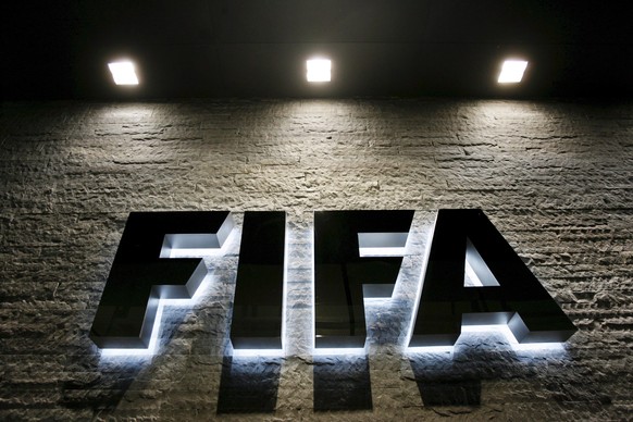 epa08334962 (FILE) - View of the FIFA logo at the FIFA headquarters in Zurich, Switzerland, 29 October 2007 (re-issued on 31 March 2020). The world governing body FIFA will set up a fund to assist com ...