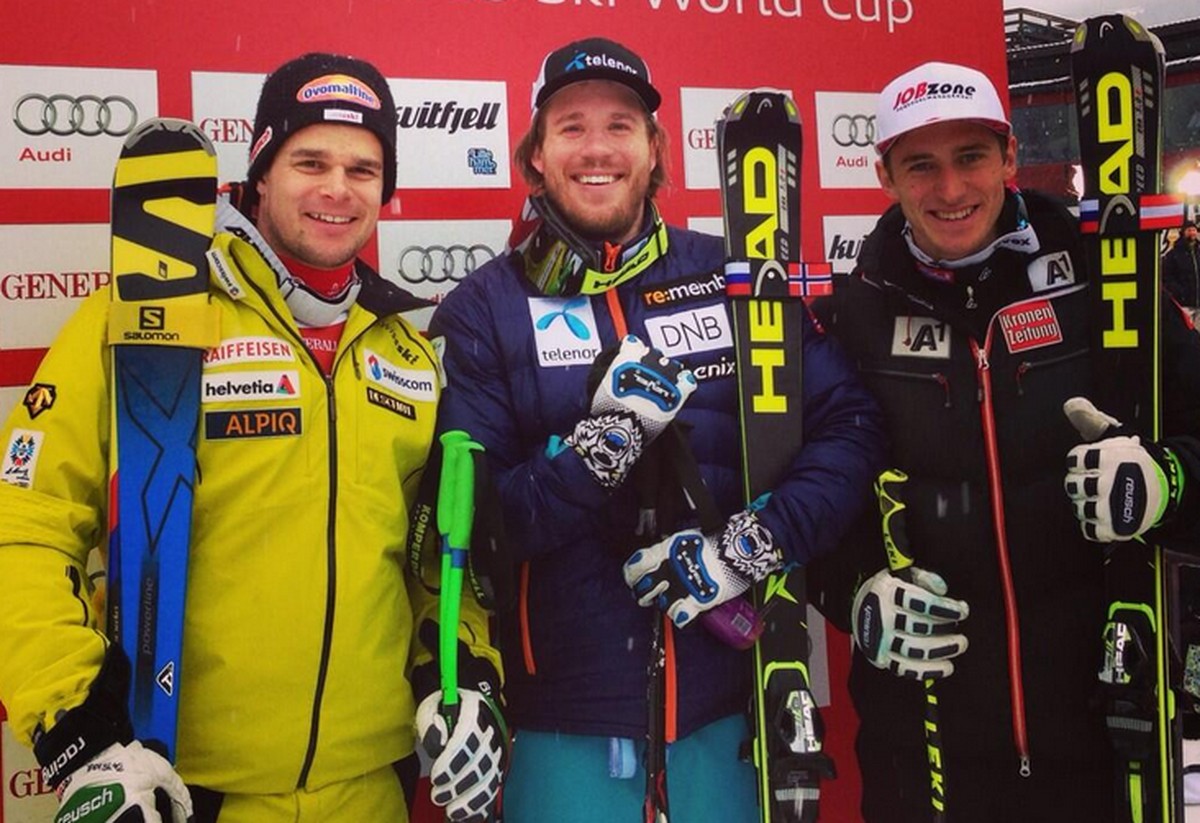 Das strahlende Podest: Küng, Jansrud und Mayer (v.l.).
