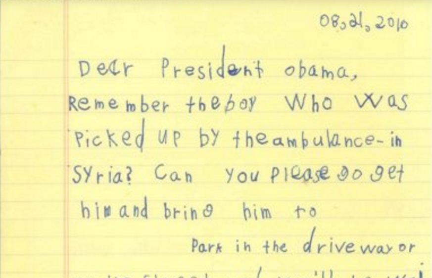 Brief von Alex an Obama