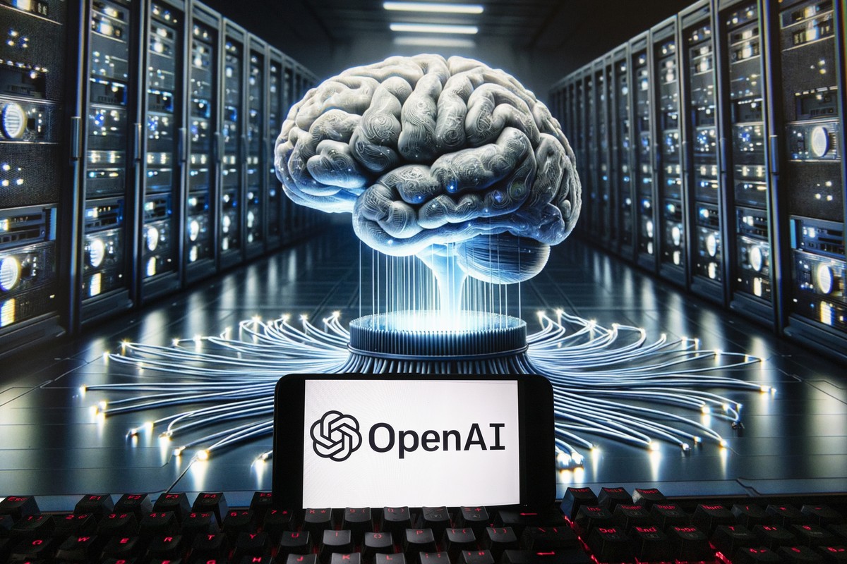 FILE - The OpenAI logo is seen displayed on a cell phone with an image on a computer monitor generated by ChatGPT's Dall-E text-to-image model, Dec. 8, 2023, in Boston. A group of OpenAI's c ...