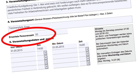 Antragsformular der Jungfreisinnigen.