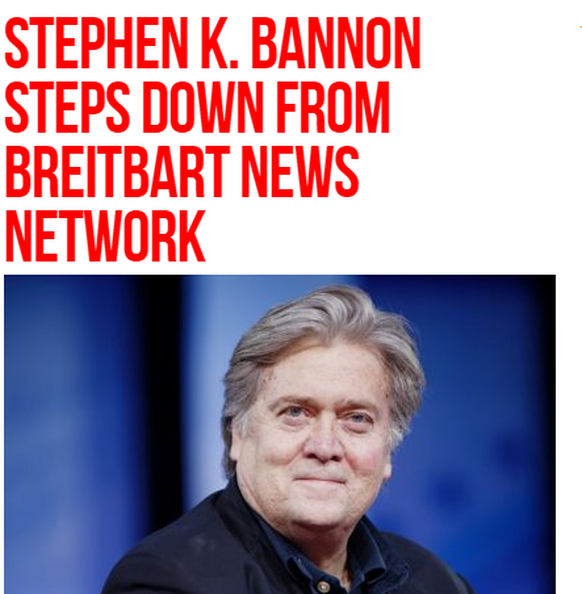 Bannon als Breitbart-Titelstory: Das Portal verkündet den Abgang des Chefs.