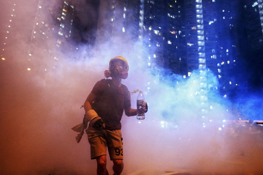 Ein Demonstrant an den Protesten in Hongkong.
