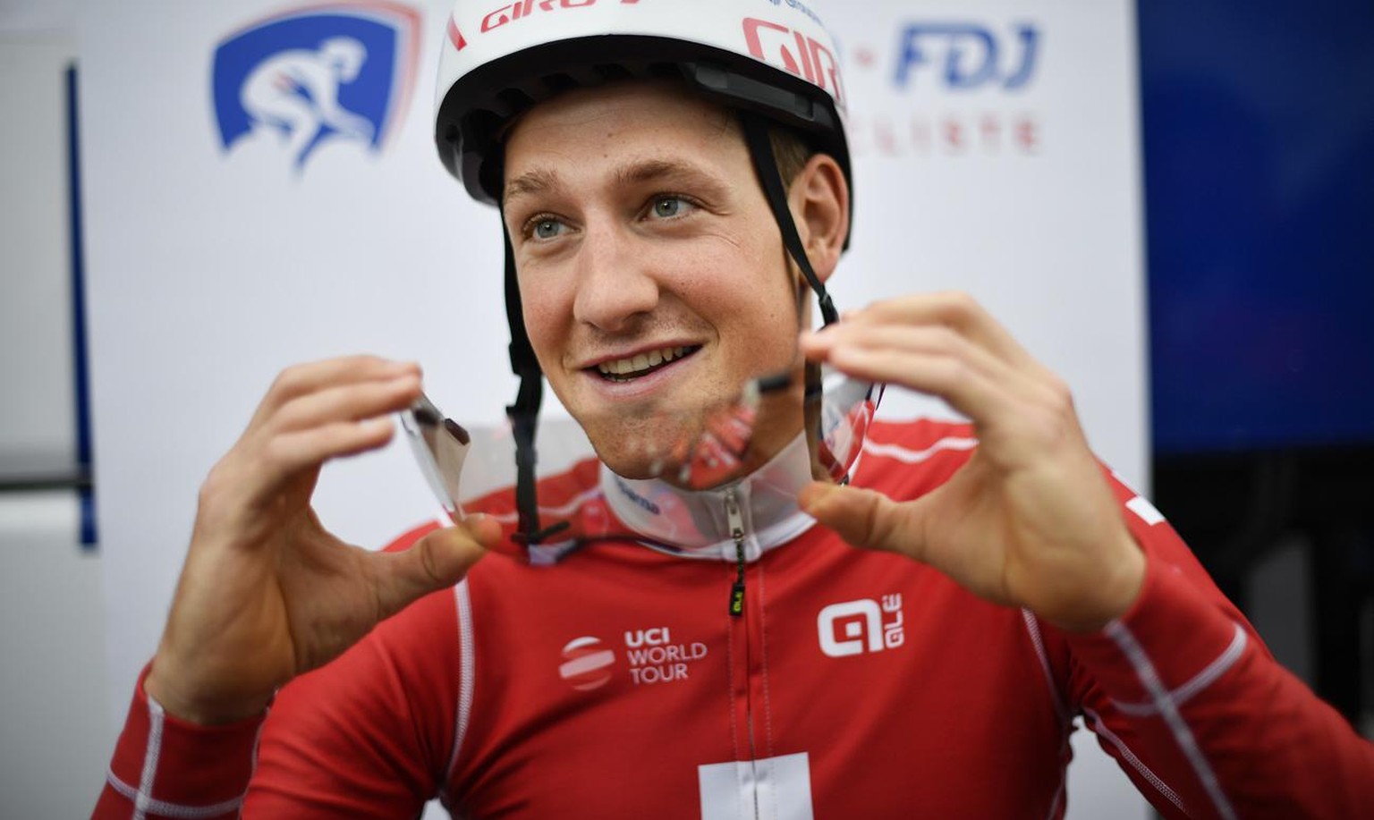 Stefan Kueng from Switzerland of Groupama-FDJ pictured prior the eigth stage, a 19.2 km time trial race in Goms, Switzerland, at the 83rd Tour de Suisse UCI ProTour cycling race, on Saturday, June 22, ...