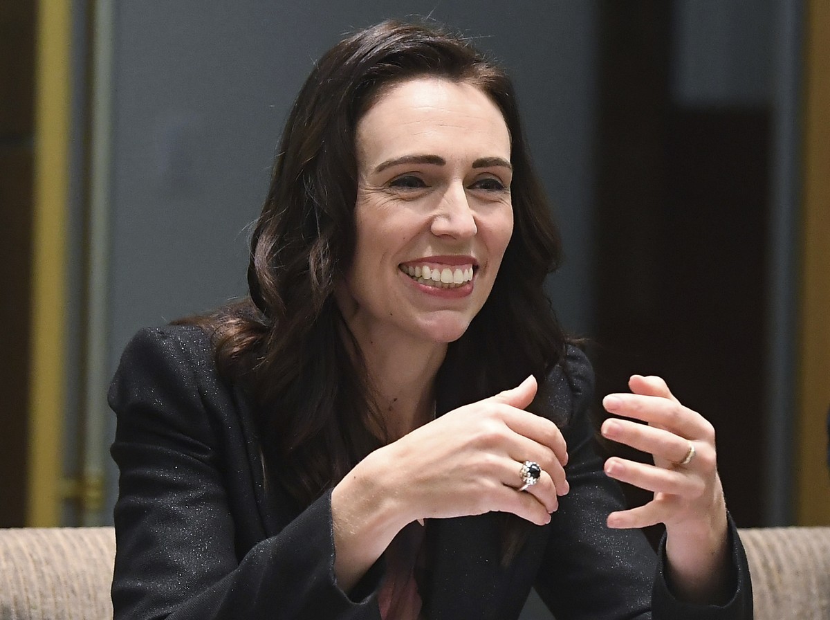 New Zealand's Prime Minister Jacinda Ardern smiles at the start of bilateral talks with Australian Prime Minister Scott Morrison in Melbourne, Australia, Friday, July 19, 2019. (Julian Smith/Pool ...