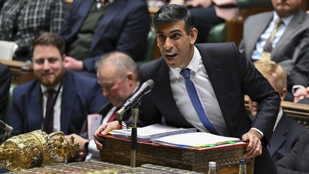 In this photo issued by UK Parliament, Britain's Prime Minister Rishi Sunak speaks during Prime Minister's Questions in the House of Commons, London, Wednesday Jan. 17, 2024. (Jessica Taylor ...