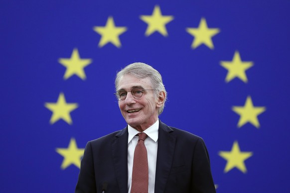 European Parliament President David Sassoli delivers a speech during the Award of the Sakharov Prize ceremony at the European Parliament in Strasbourg, eastern France, Wednesday, Dec. 15, 2021. Daria  ...