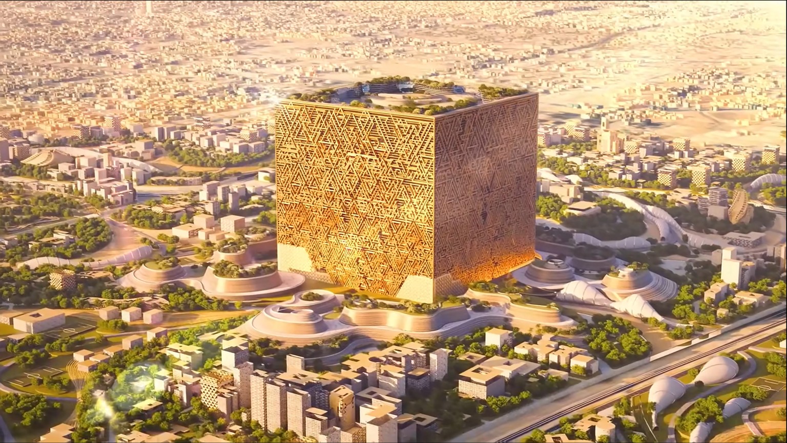 Bauprojekt Mukaab in Riad, Saudi-Arabien.
https://de.wikipedia.org/wiki/Mukaab#/media/Datei:Mukaab_Illustration.png