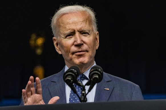 epa09243664 US President Joe Biden speaks in the Eisenhower Executive Office Building in Washington, DC, USa, 02 June 2021. Biden announced a plan to work with churches, colleges, businesses and celeb ...