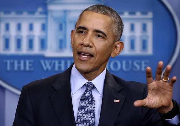 FILE - In this Jan. 18, 2017, file photo, President Barack Obama speaks during his final presidential news conference in the briefing room of the White House in Washington. Obama has made another pitc ...