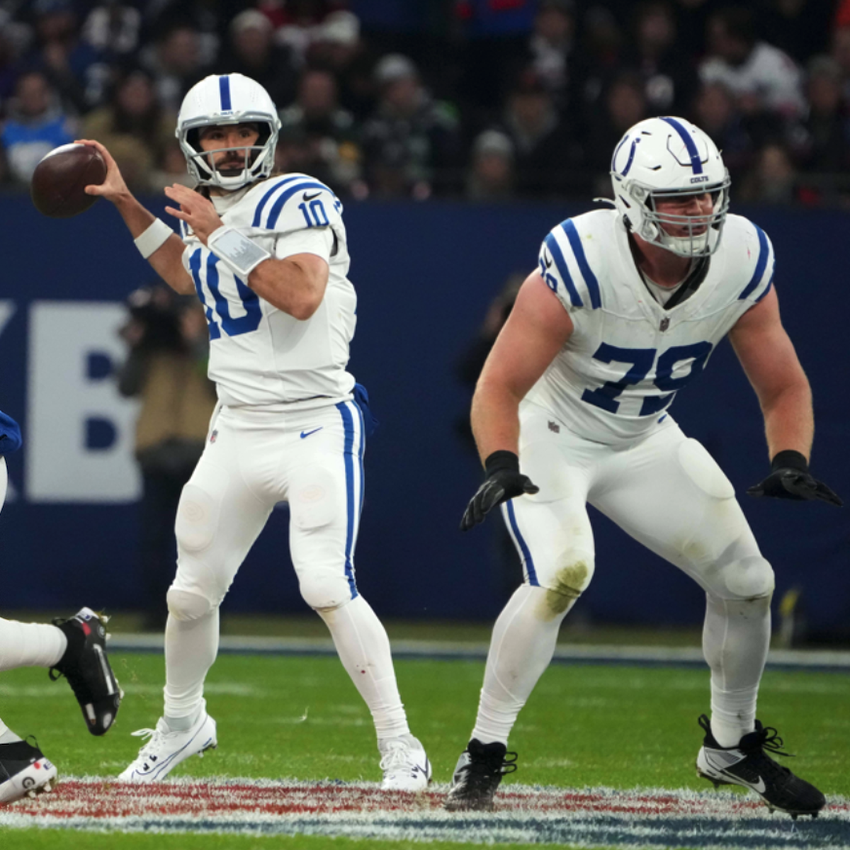 IMAGO / USA TODAY Network

NFL, American Football Herren, USA Frankfurt Games-Indianapolis Colts at New England Patriots Nov 12, 2023; Frankfurt, Germany; Indianapolis Colts quarterback Gardner Minshe ...