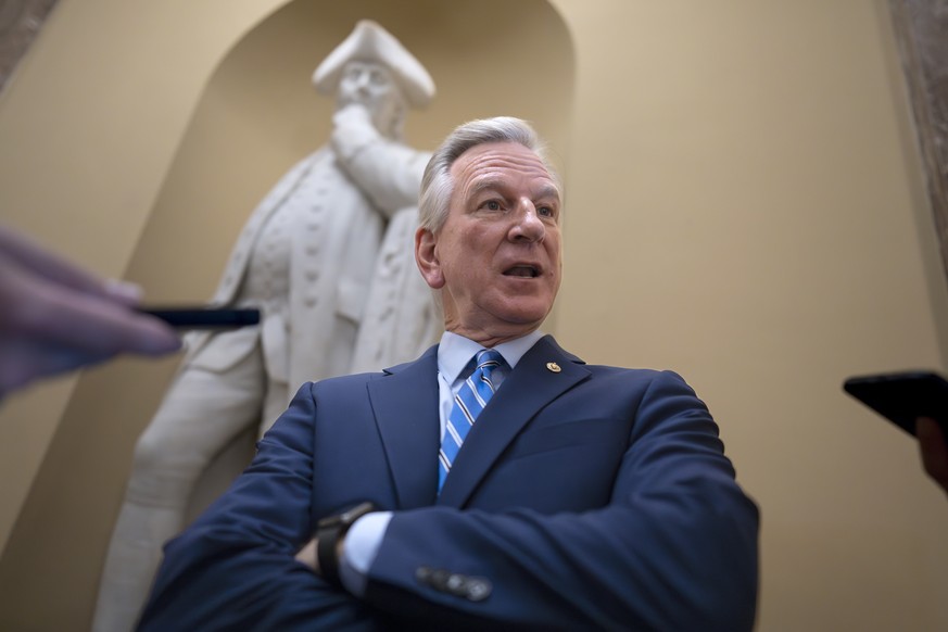 FILE - Sen. Tommy Tuberville, R-Ala., a member of the Senate Armed Services Committee, talks to reporters at the Capitol in Washington, May 16, 2023. (AP Photo/J. Scott Applewhite, File)
Tommy Tubervi ...