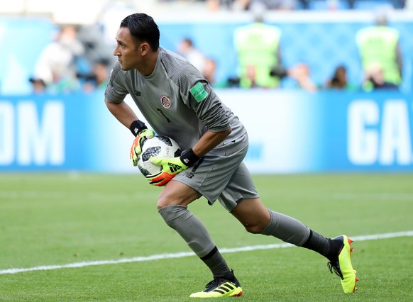 epa06830276 Goalkeeper Keylor Navas of Costa Rica in action during the FIFA World Cup 2018 group E preliminary round soccer match between Brazil and Costa Rica in St.Petersburg, Russia, 22 June 2018.
 ...