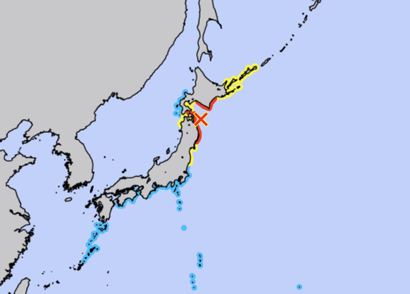 Für gewisse Küstenabschnitte gilt die zweithöchste Tsunamiwarnung.