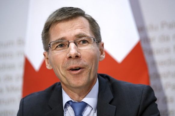 Joel Mesot, neuer Praesident ETH Zuerich, spricht waehrend einer Medienkonferenz, am Mittwoch, 24. Oktober 2018 in Bern. (KEYSTONE/Peter Klaunzer)