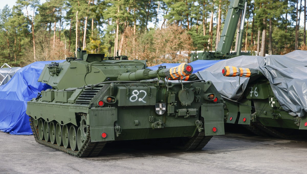 Un char Leopard sur une base militaire allemande.