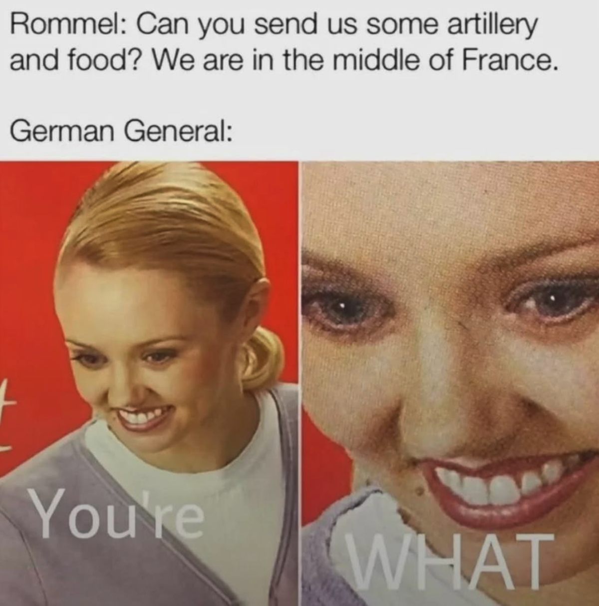 Rommel Zweiter Weltkrieg Meme (Wüstenfuchs)

https://www.instagram.com/p/DZH3hRDIn_6/?utm_source=ig_web_copy_link&amp;stkn=MzRlODBiNWFlZA==