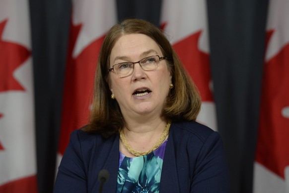 Canada Health Minister Jane Philpott speaks at a news conference in Ottawa on Thursday, April 14, 2016. Canada has introduced a new assisted suicide law that will only apply to Canadians and residents ...