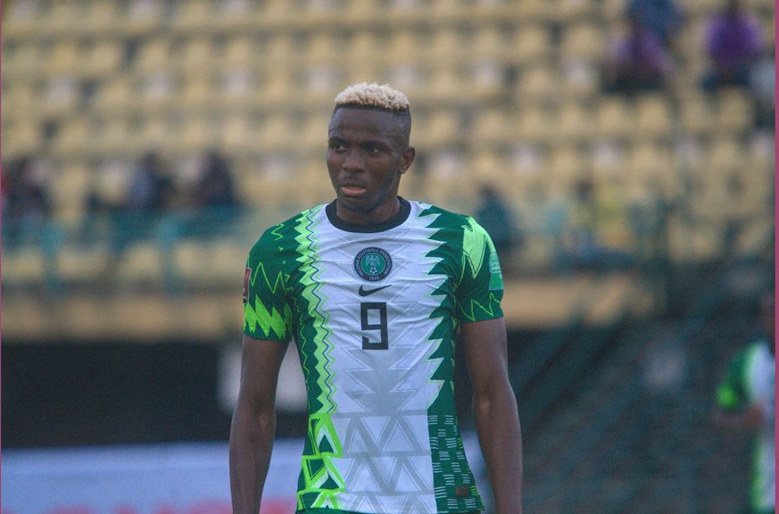 LAGOS, NIGERIA. NOVEMBER 16: Osimhen Victor, Super Eagles of Nigeria during the 2022 World Cup Qualifier between Nigeria and Cape Verde Cape Verde at Teslim Balogun Stadium on November 16, 2022 in Nig ...