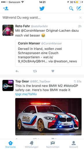 Twitter wird von Robert verwendet, um Prominente, Interessen und Trends zu verfolgen.