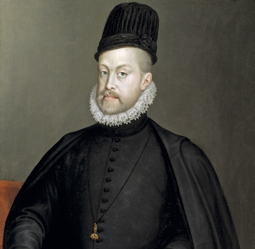 König Philipp II. von Spanien, Porträt von Sofonisba Anguissola, um 1570 (Ausschnitt).