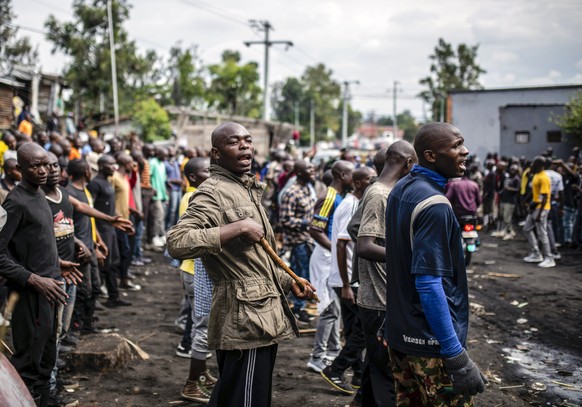 Democratic Republic of the Congo youth get the first steps of basic military training in Goma, eastern Congo, Monday, Nov. 7, 2022. More than 3,000 new Congolese military recruits began training Monda ...