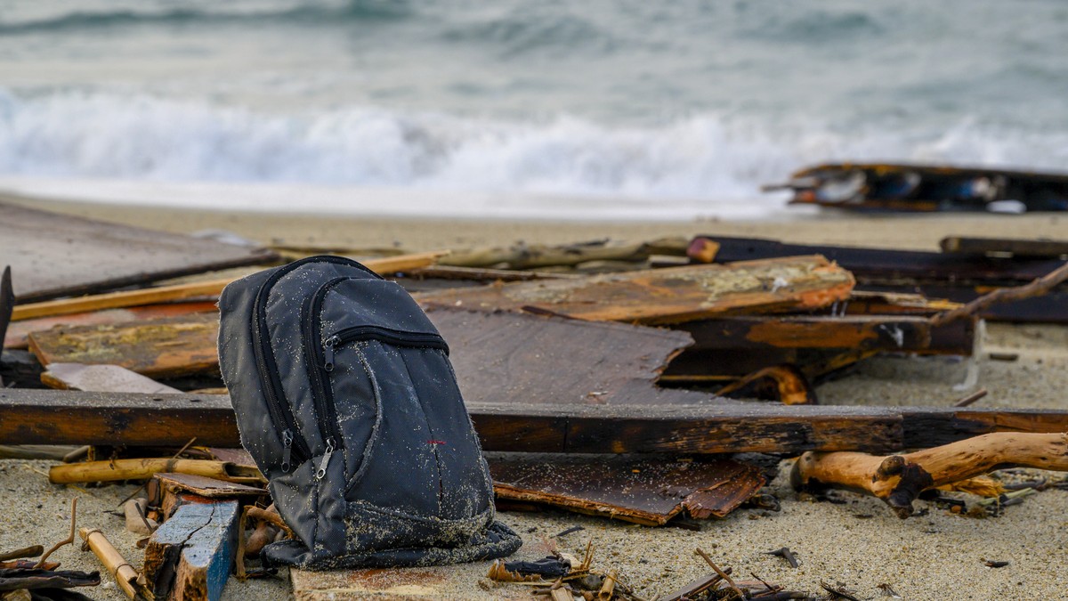 FILE - This Feb. 27, 2023 file photo shows a backpack sitting among the wrecked timbers of a migrant boat that capsized in the early morning of Sunday, Feb. 26, 2023, at a short distance from the shor ...