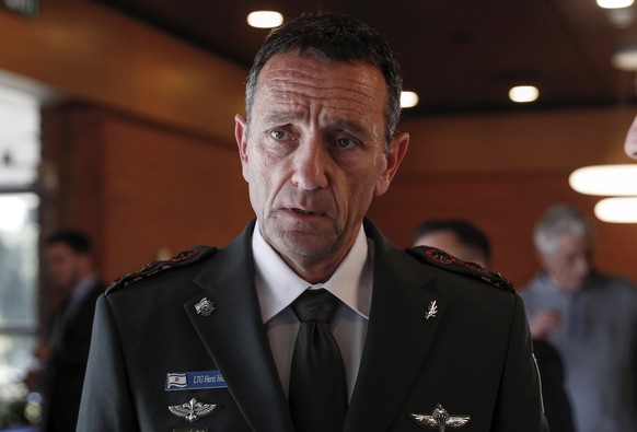 epa10511733 The Israeli Chief of the General Staff Herzi Halevi ahead of the meeting between the US Secretary of Defense Austin and Israel&#039;s Defense Minister Gallan at Ben Gurion airport, near Te ...