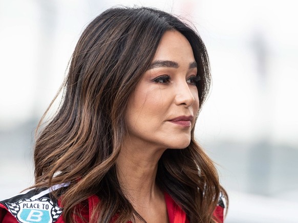 epa07820583 German businesswoman Verona Pooth poses during the &#039;Place to B Racing for Charity&#039; event at the Porsche Leipzig circuit in Leipzig Germany, 05 September 2019. EPA/FILIP SINGER