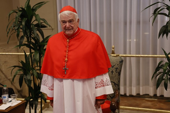 New Cardinal Emil Paul Tscherrig, apostolic nuncio to Italy and San Marino, poses for a photo at the end of the consistory where Pope Francis elevated 21 new cardinals in St. Peter&#039;s Square at Th ...