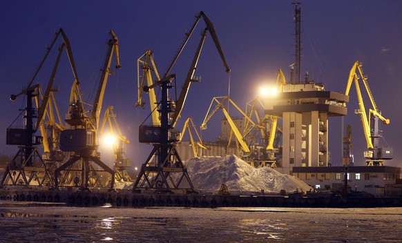 FILE - Harbor cranes are seen in Mariupol trade port in Mariupol, south coast of Azov sea, eastern Ukraine, Sunday, Dec. 2, 2018. Andrey Stavnitser, CEO of the port operator TIS Group said the Black S ...