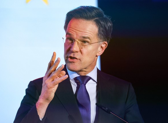 epa12646776 NATO Secretary General Mark Rutte addresses the Renew Europe Global Europe Forum 2026 at the European Parliament in Brussels, Belgium, 13 January 2026. Renew Europe is hosting a high-level ...