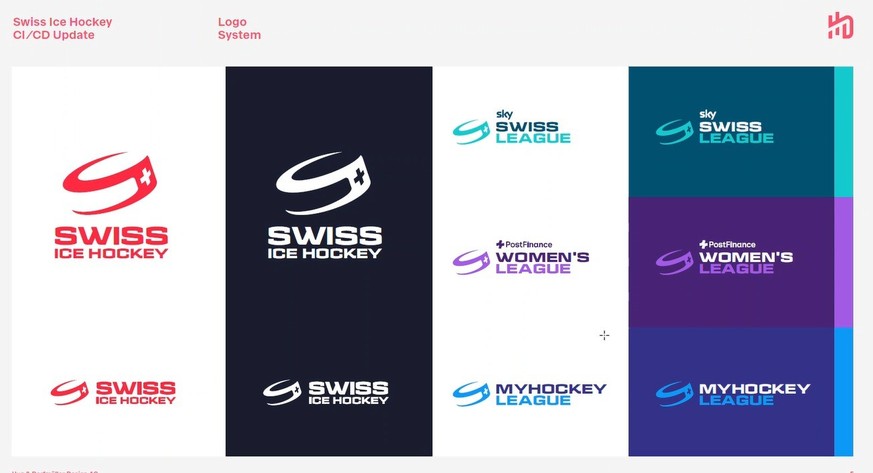 Swiss Ice Hockey: Die neuen Logos des vebrands, Swiss League, Women's League und MyHockey League.