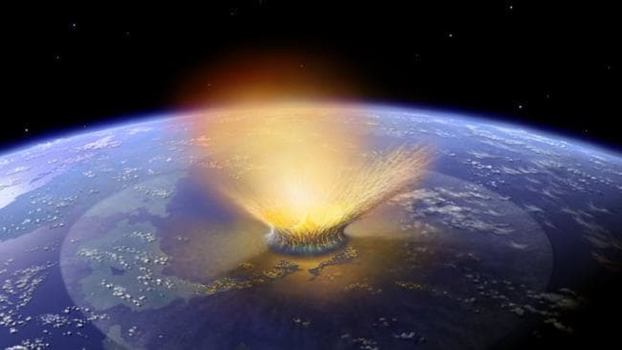 Meteoriteneinschlag. Künstlerische Darstellung: Don Davis
