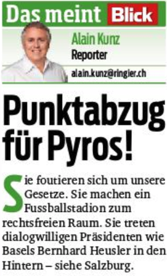 2014: Der «Blick» will die Klubs auch sportlich bestrafen.