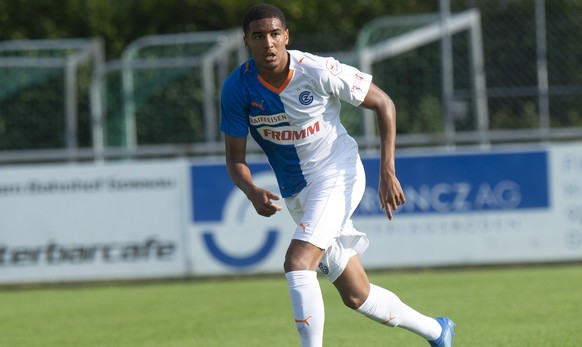 GCs Charles Pickel in action during the soccer friendly game between Grasshopper Club Zuerich against Artomitos Athen in Gossau, Switzerland, on Thusday, July 17, 2018. (KEYSTONE/Melanie Duchene)