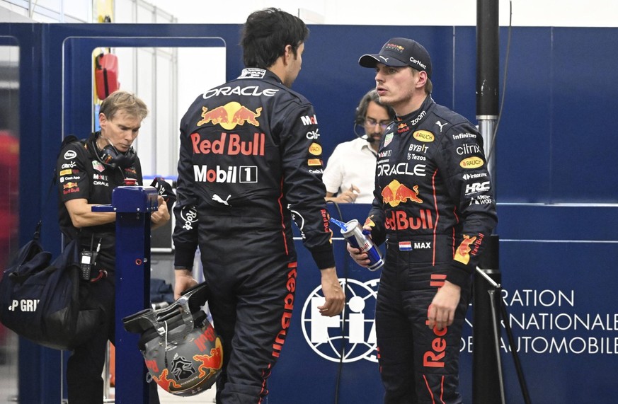 11 Sergio Perez MEX, Oracle Red Bull Racing, 1 Max Verstappen NLD, Oracle Red Bull Racing, F1 Grand Prix of Brazil at Autodromo Jose Carlos Pace on November 11, 2022 in Sao Paulo, Brazil. Photo by HOC ...