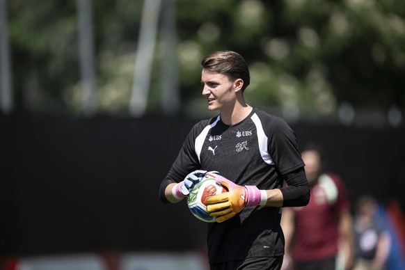 Torhueter Marvin Keller von der Schweizer Fussball Nationalmannschaft im Training beim WM26 Pre-Camp in St. Gallen am Dienstag, 26. Mai 2026. (KEYSTONE/Gian Ehrenzeller)