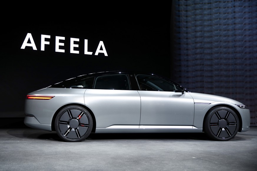 epa10389759 Sony unveils its new &#039;AFEELA&#039; brand electric vehicle prototype in partnership with Honda during a Sony press conference at the 2023 International Consumer Electronics Show in Las ...