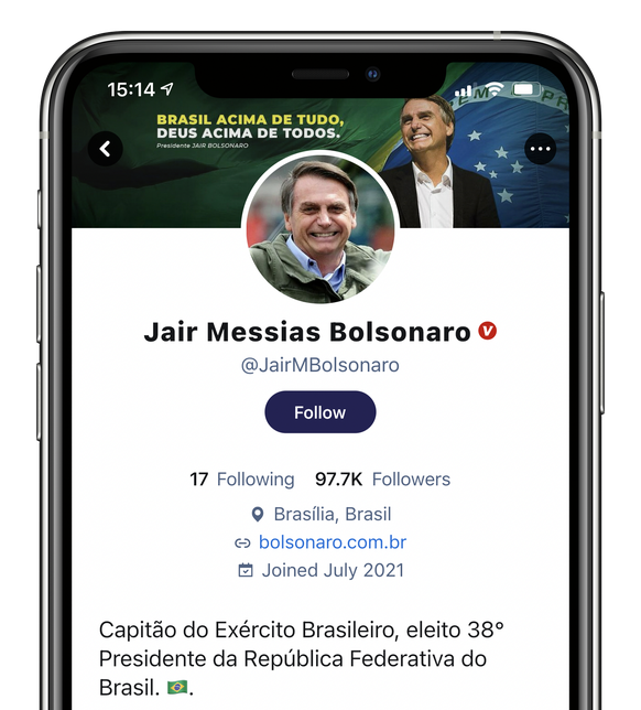 Hier soll es sich um das verifizierte Profil des umstrittenen brasilianischen Präsidenten Jair Bolsonaro handeln. Gegen den notorischen Corona-Verharmloser wird wegen Korruptionsverdachts und weiterer ...