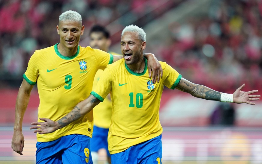 Friendly football match South Korea vs Brazil - 20220602 SEOUL, SOUTH KOREA, JUN 02 : Neymar Jr of Brazil celebrates his goal during the International Friendly, L�nderspiel, Nationalmannschaft footbal ...