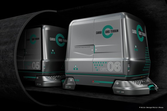 HANDOUT - Computerillustration eines Cargo Containers der Firma &#039;&#039;Loglay&#039;&#039; fuer den unterirdischen Versand von Waren. Am Dienstag, 26. Januar 2016 praesentierte Foerdervereins &#03 ...