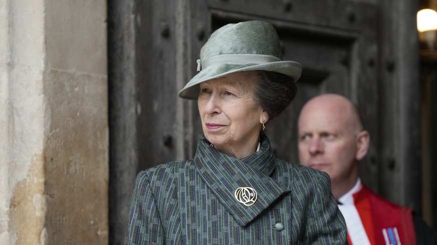 Britain's Princess Anne arrives to attend the annual Commonwealth Day service at Westminster Abbey in London, Monday, March 13, 2023. (AP Photo/Frank Augstein)